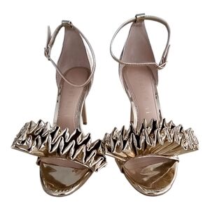 Gianni Bini Gold Ruffle Strap Heels